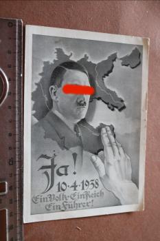 alte Postkarte - Wahlkampf - Portrait Adolf Hitler und das Deutsche Reich - 1938